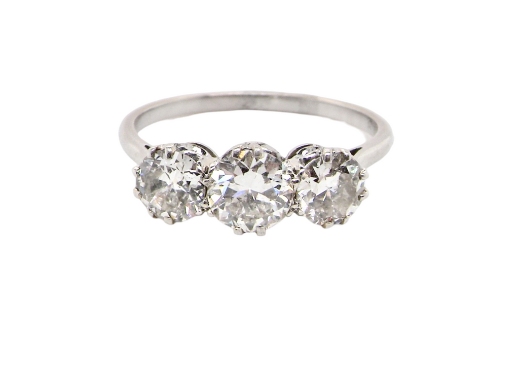 A vintage three stone diamond ring