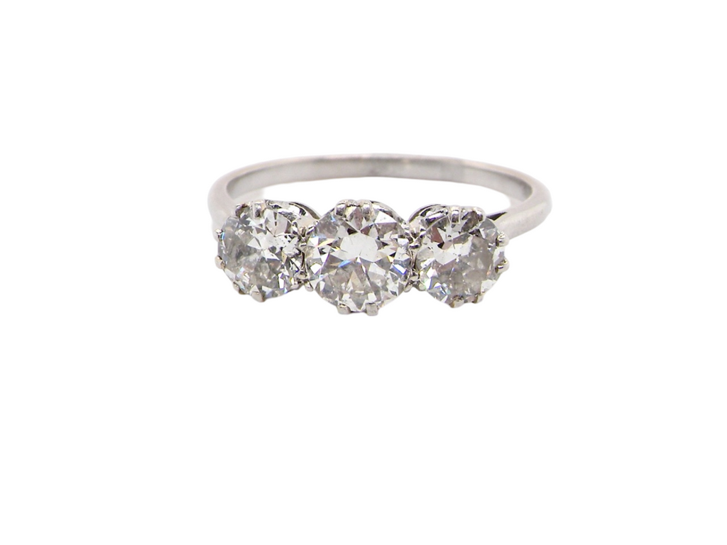  vintage three stone diamond ring