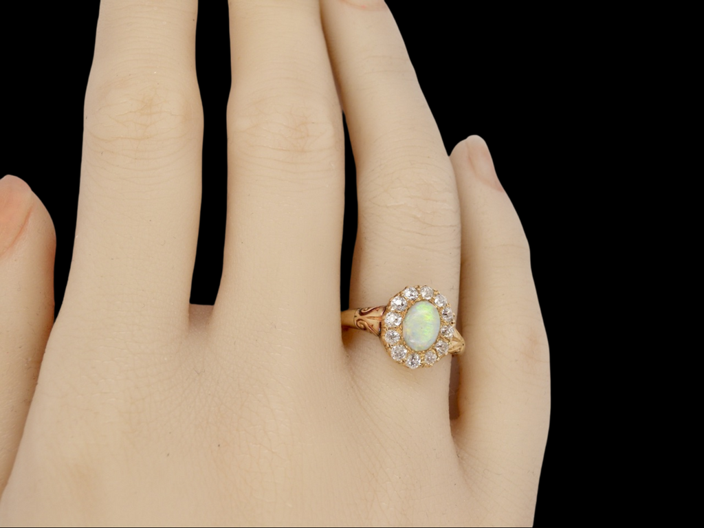 vintage opal and diamond cluster ring