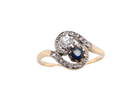 Sapphire and Diamond cross over ring