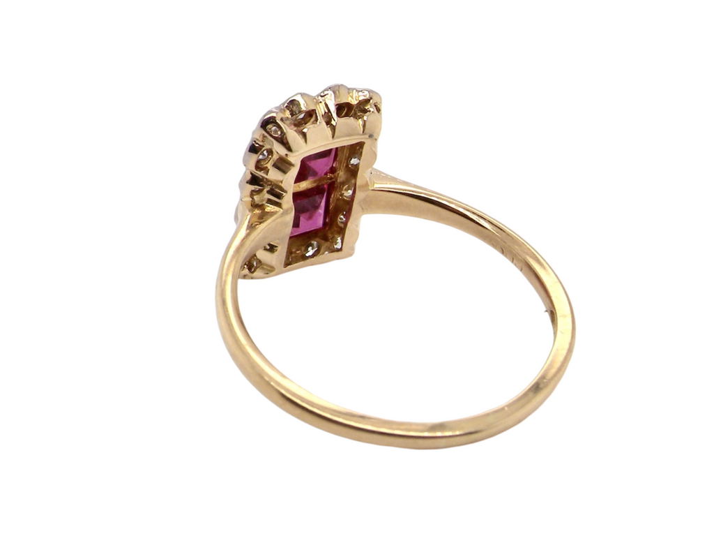 rear view Art Deco ruby and diamond ring