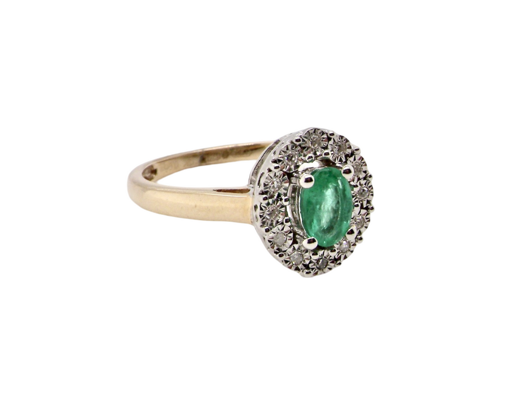  emerald and diamond cluster ring