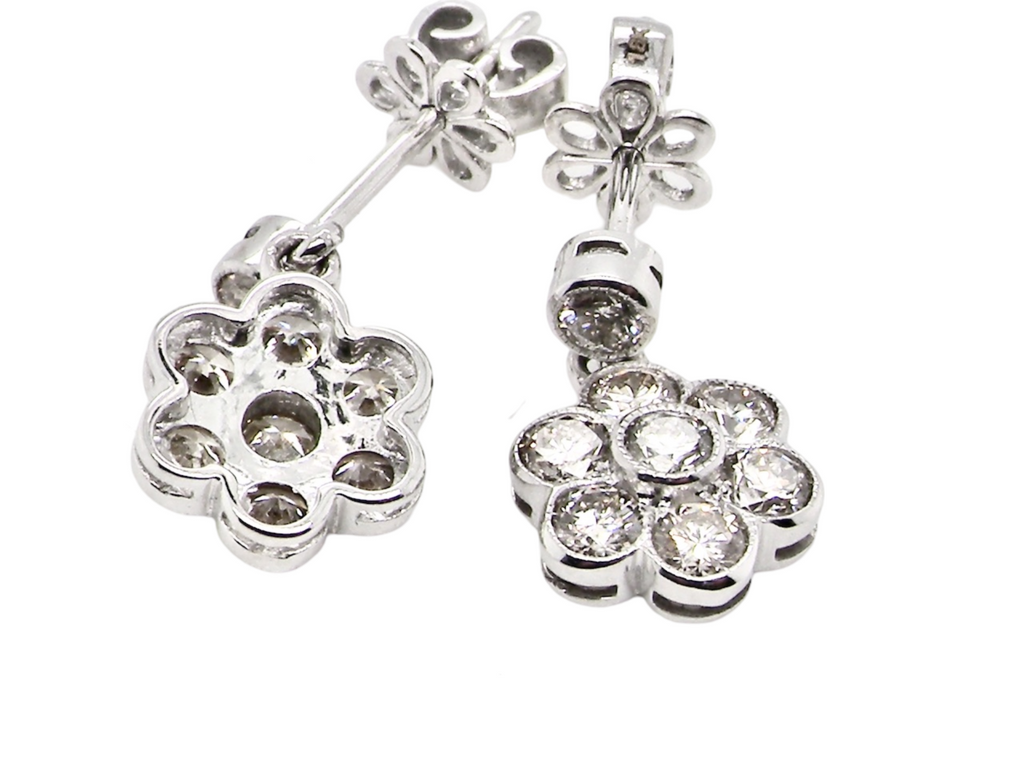 Rear view diamond cluster earrings