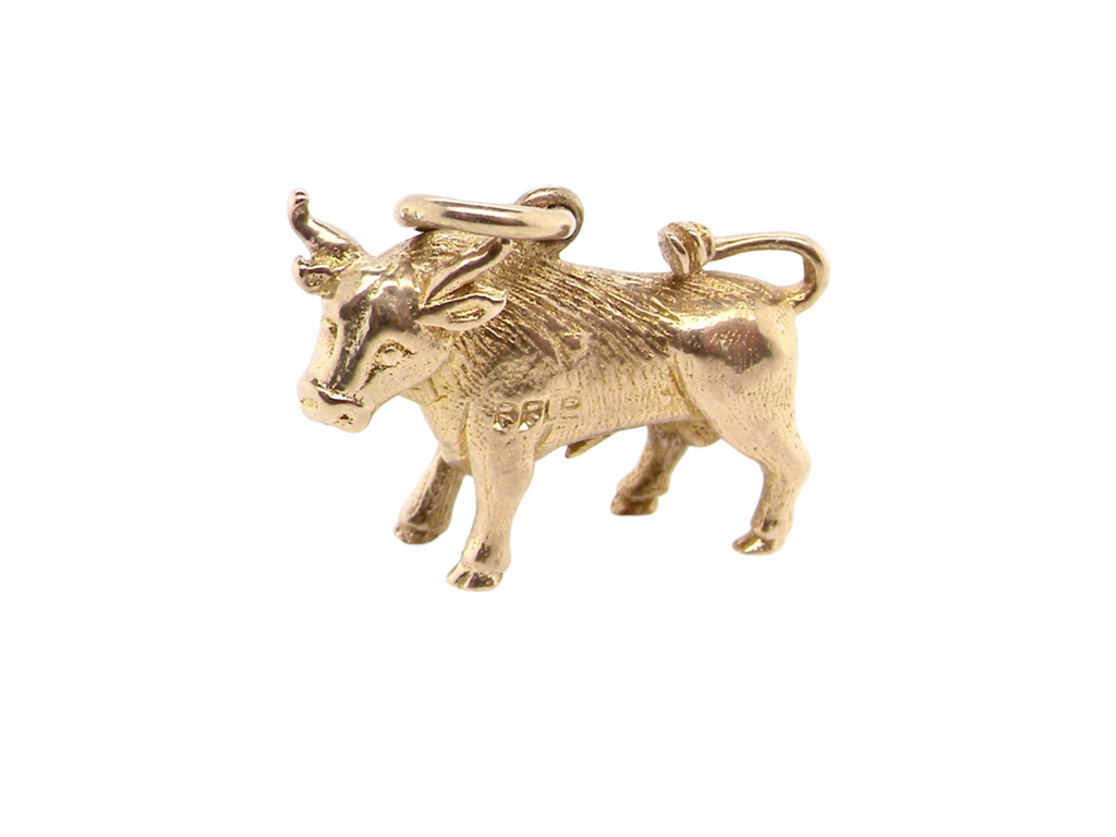 A 9 carat gold bull charm