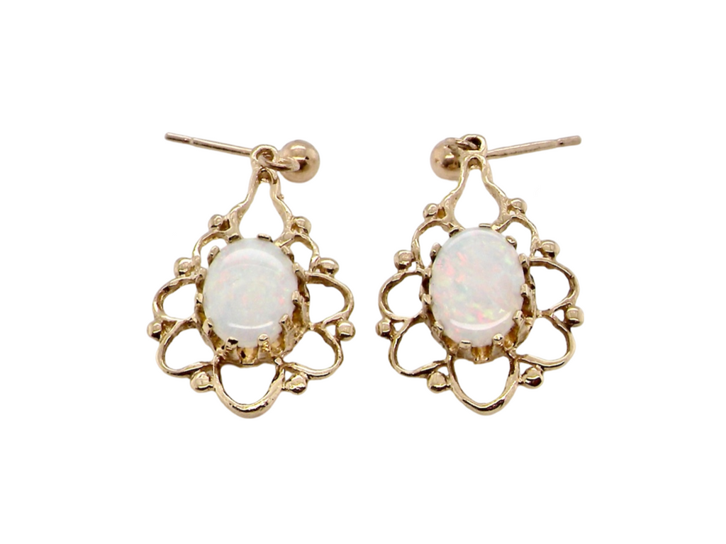 A pair of opal drop earrings