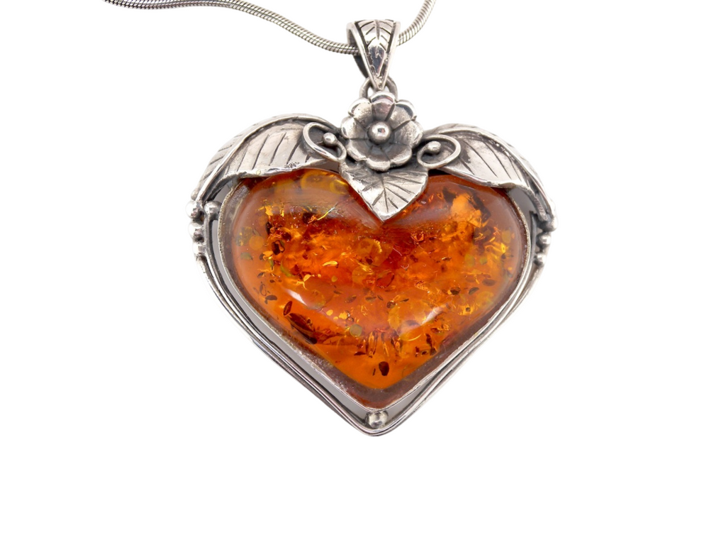 A very large amber heart pendant
