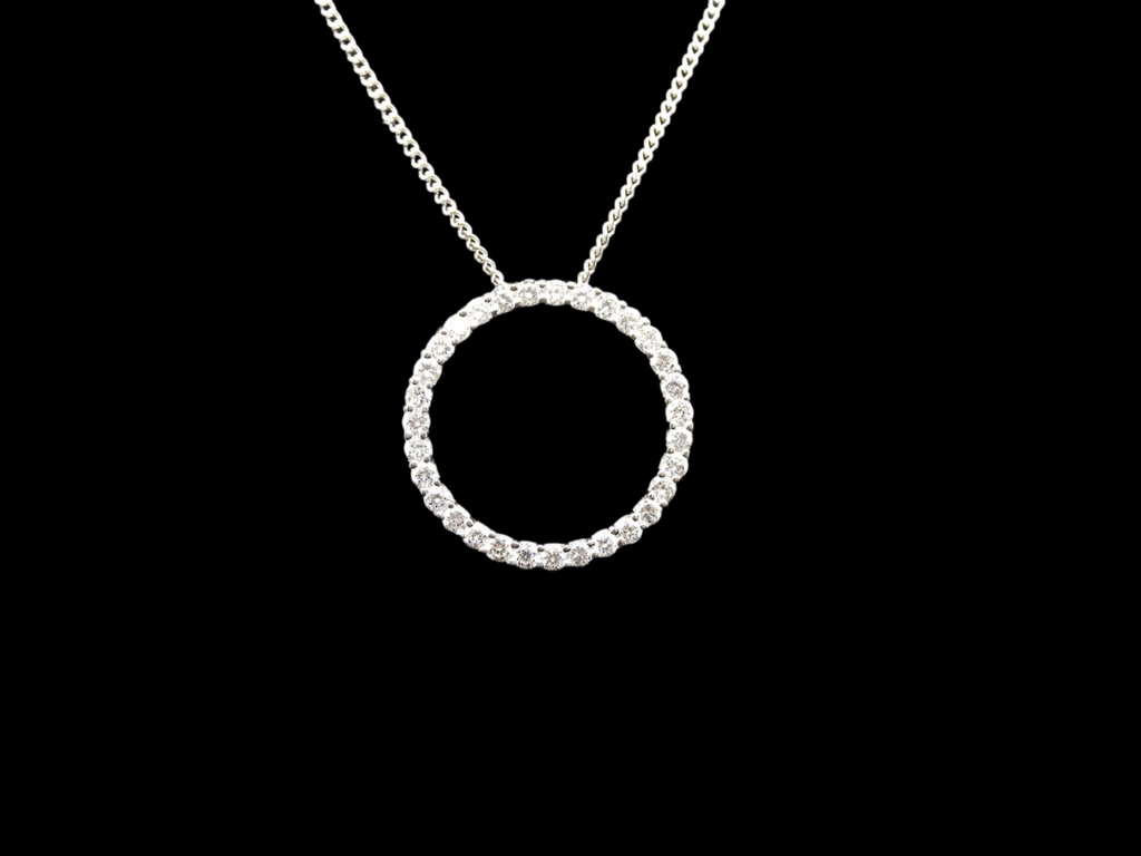 A white gold diamond pendant