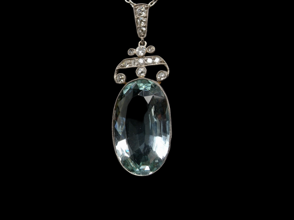 edwardian Aquamarine and Diamond pendant