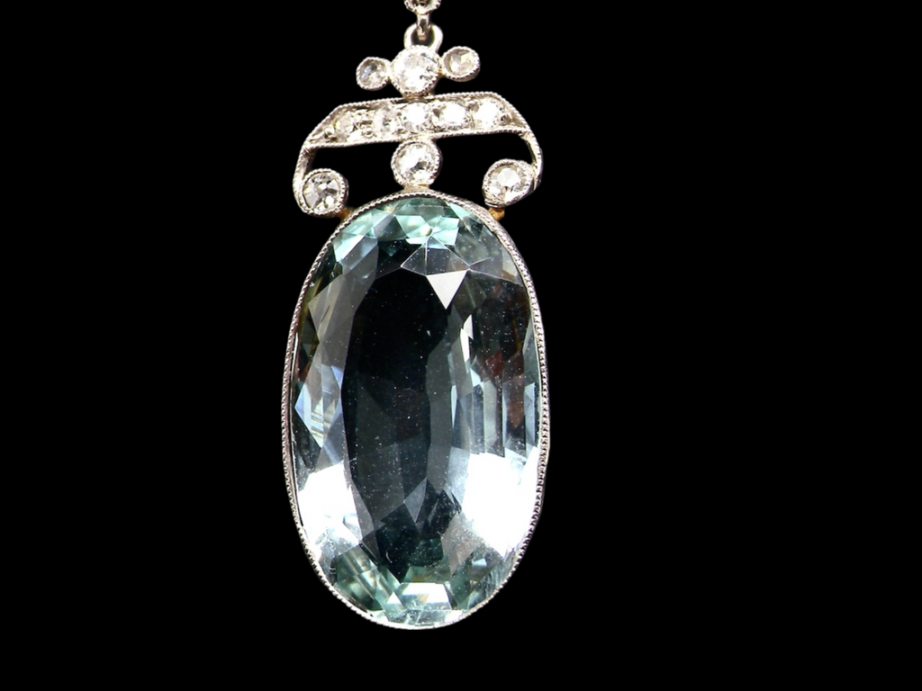 Platinum Aquamarine and Diamond pendant