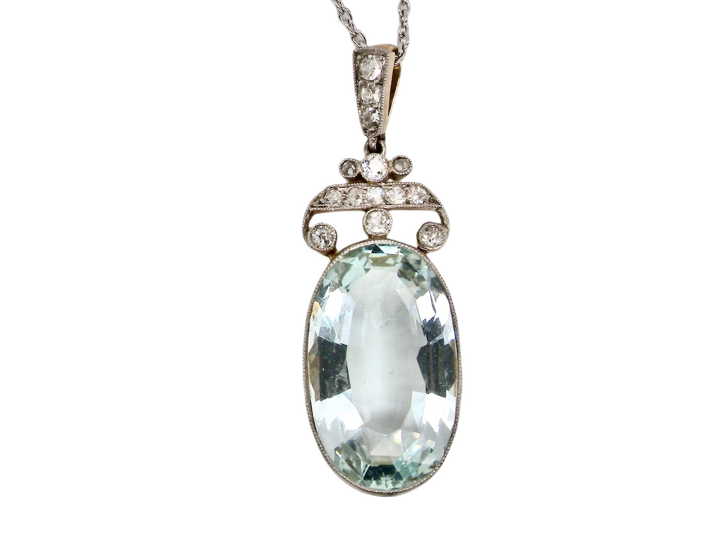 Fine Aquamarine and Diamond pendant