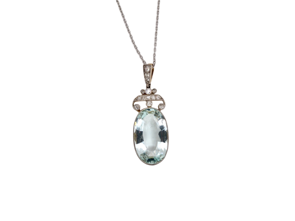 Antique Aquamarine and Diamond pendant