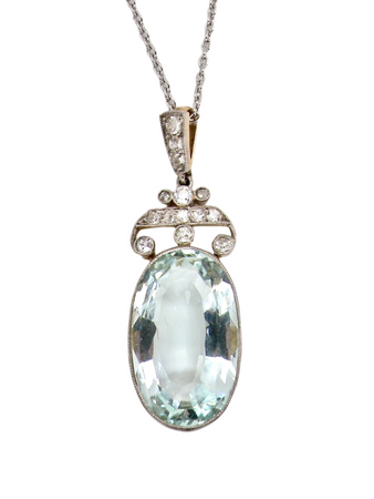 A fine Aquamarine and Diamond pendant