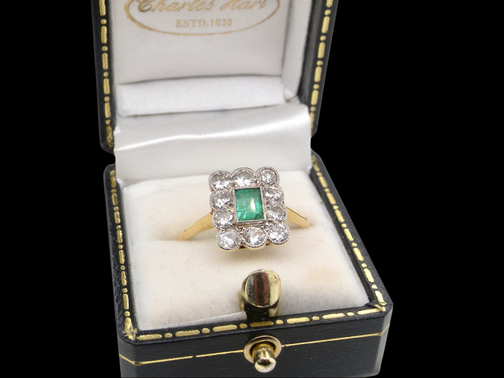 Art Deco emerald and diamond ring