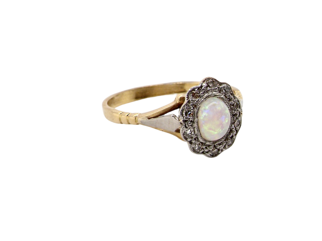  vintage opal and diamond ring
