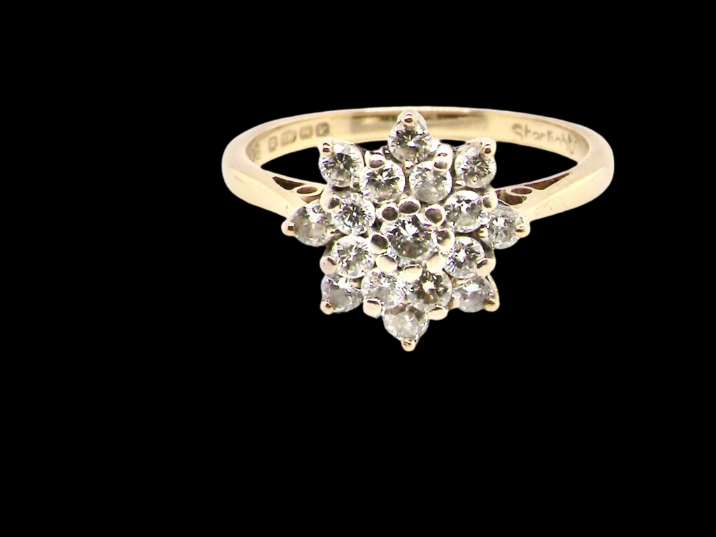 18 carat gold diamond cluster ring