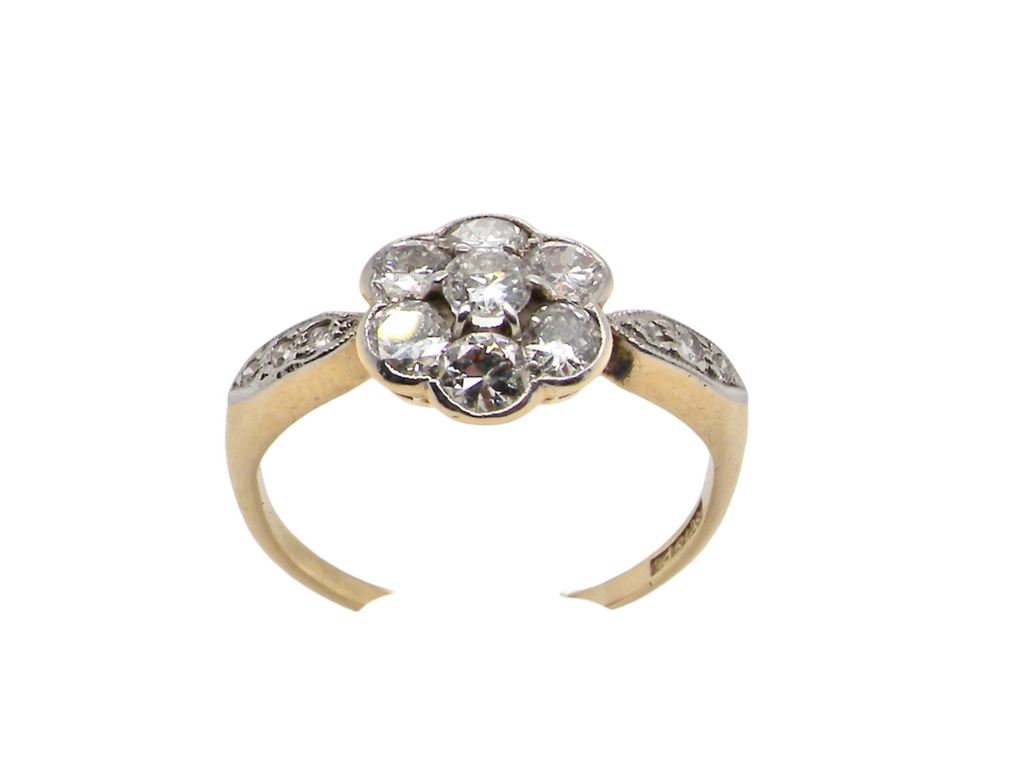 An antique diamond cluster  ring