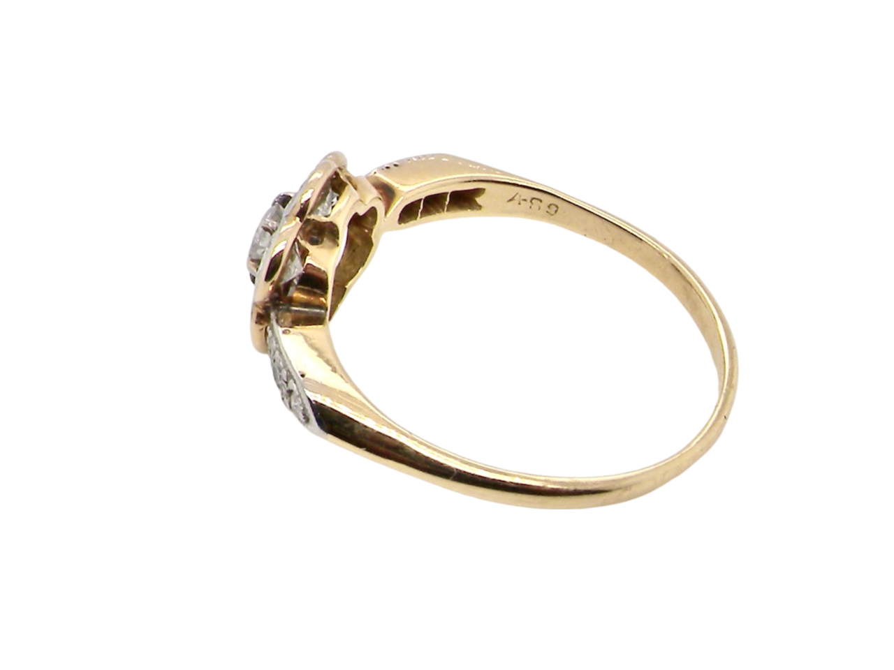 side view antique diamond ring