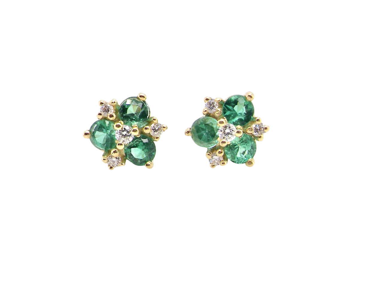 A pair of emerald and diamond earrings