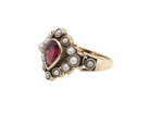 vintage garnet and pearl dress ring