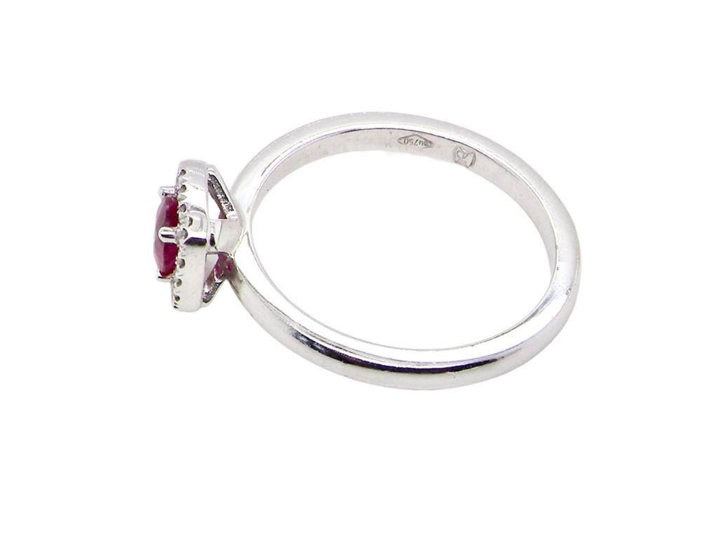 side view ruby an d diamond cluster ring