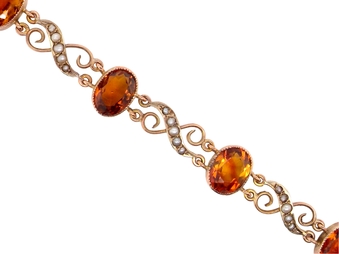 Antique citrine and pearl bracelet