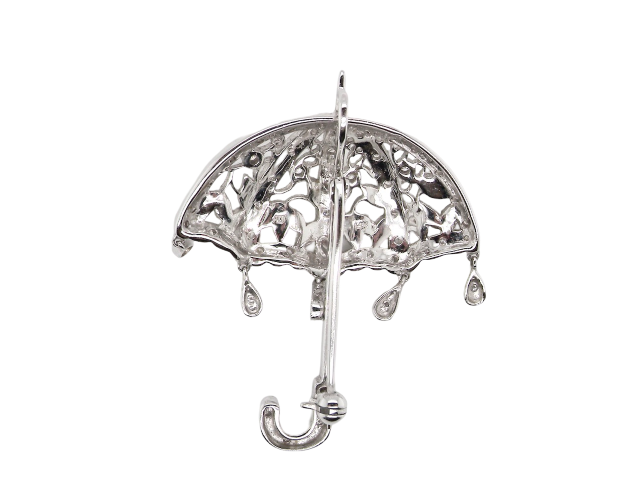 A Diamond Umbrella shaped brooch rear view