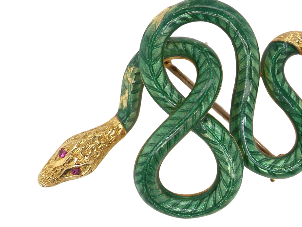  fine enamelled snake brooch