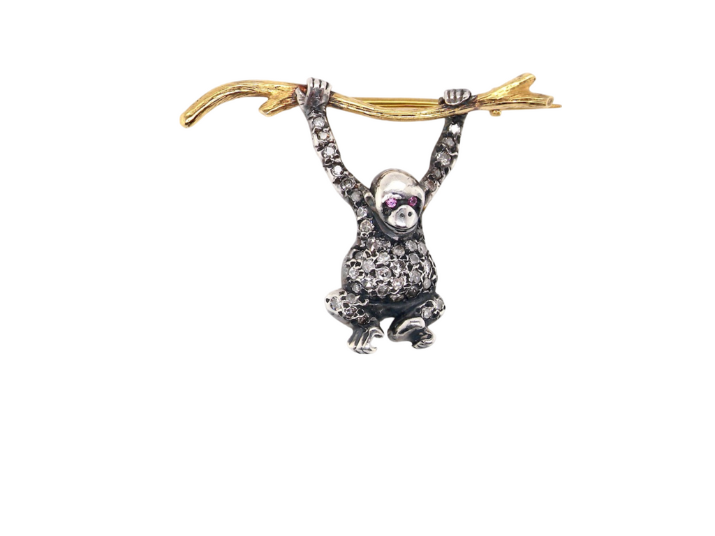 A gold and silver Gorilla Brooch
