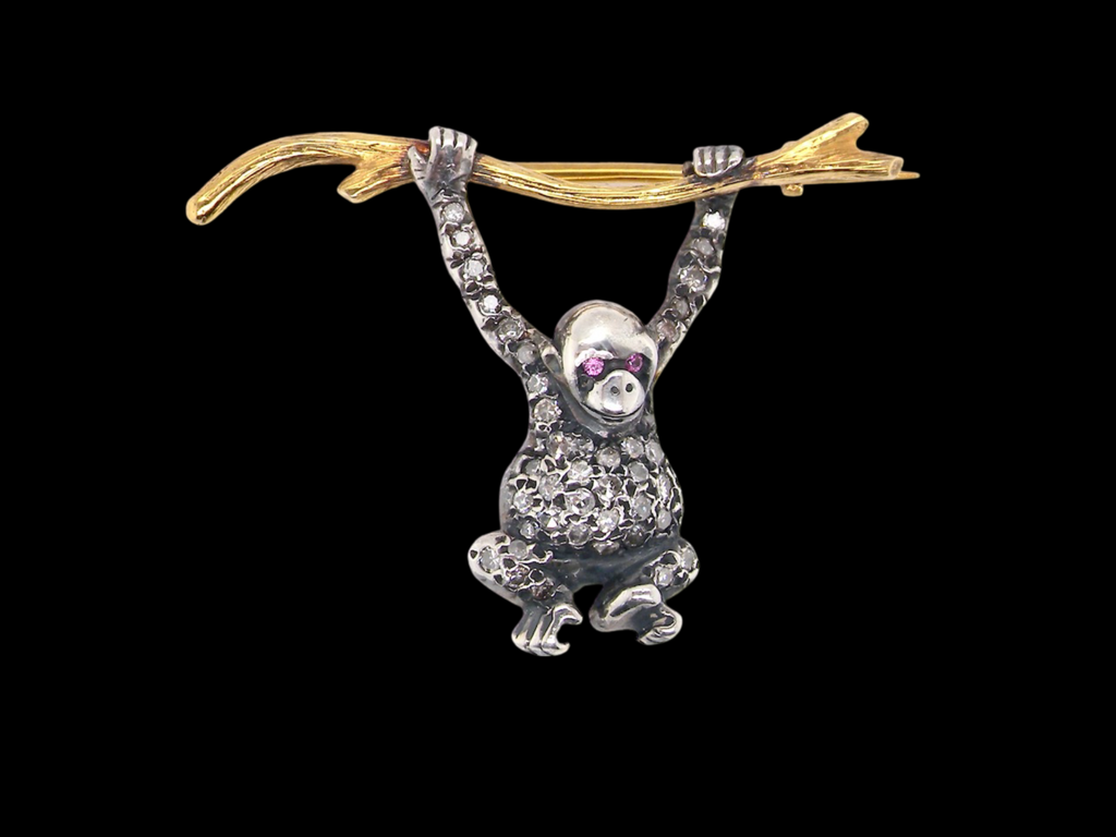 A  quirky gold and silver Gorilla Brooch