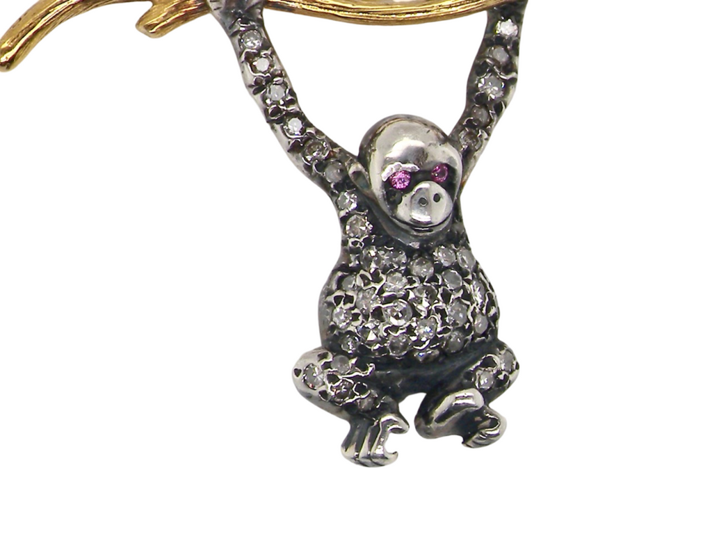 gold and silver Gorilla Brooch
