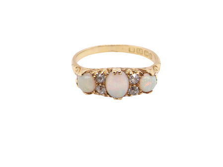 An antique opal and diamond ring