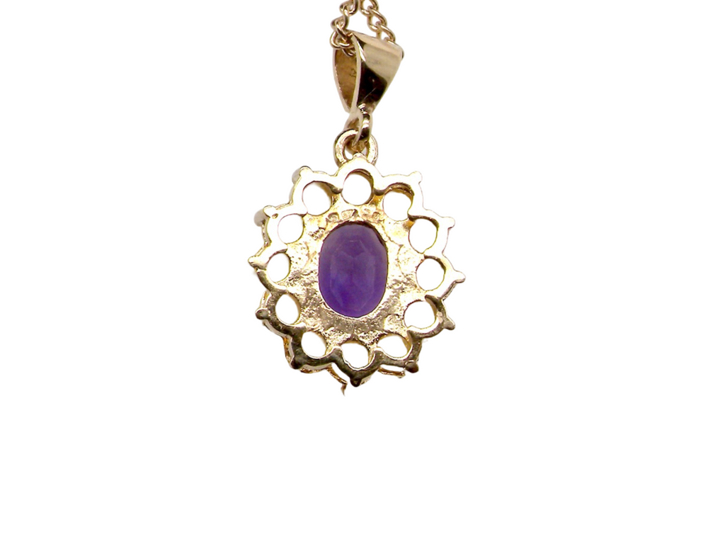 Rear view amethyst and opal pendant