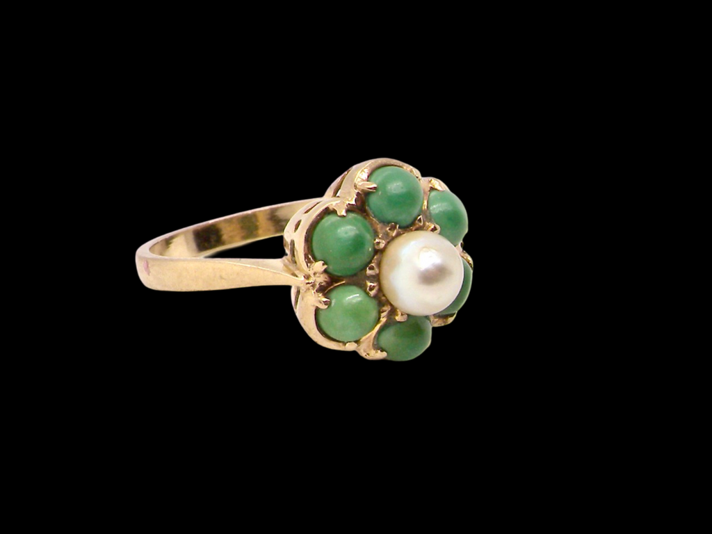A turquoise and pearl  ring