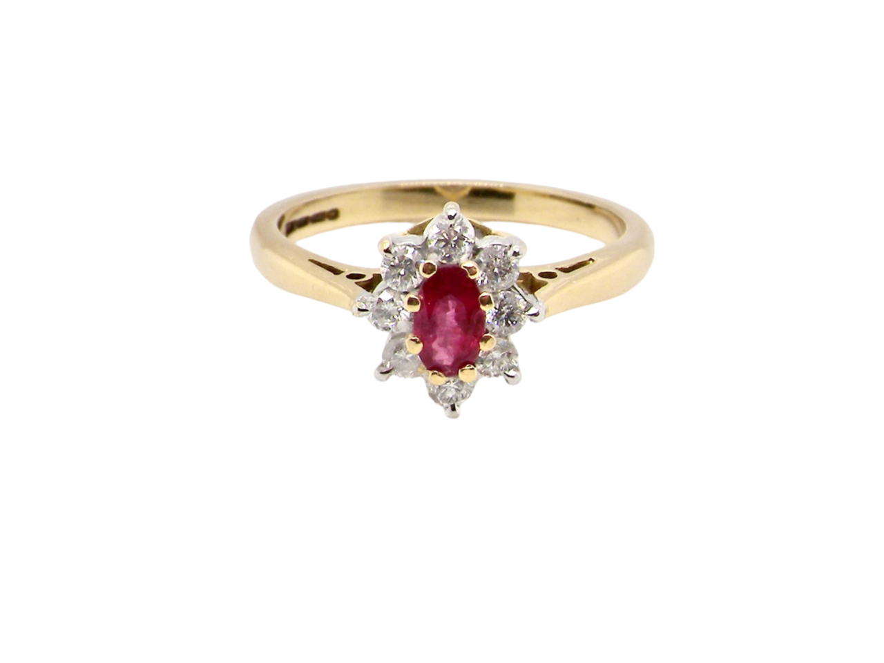 A traditional Ruby and Diamond cluster ring