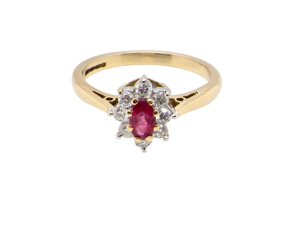 A  Ruby and Diamond cluster ring