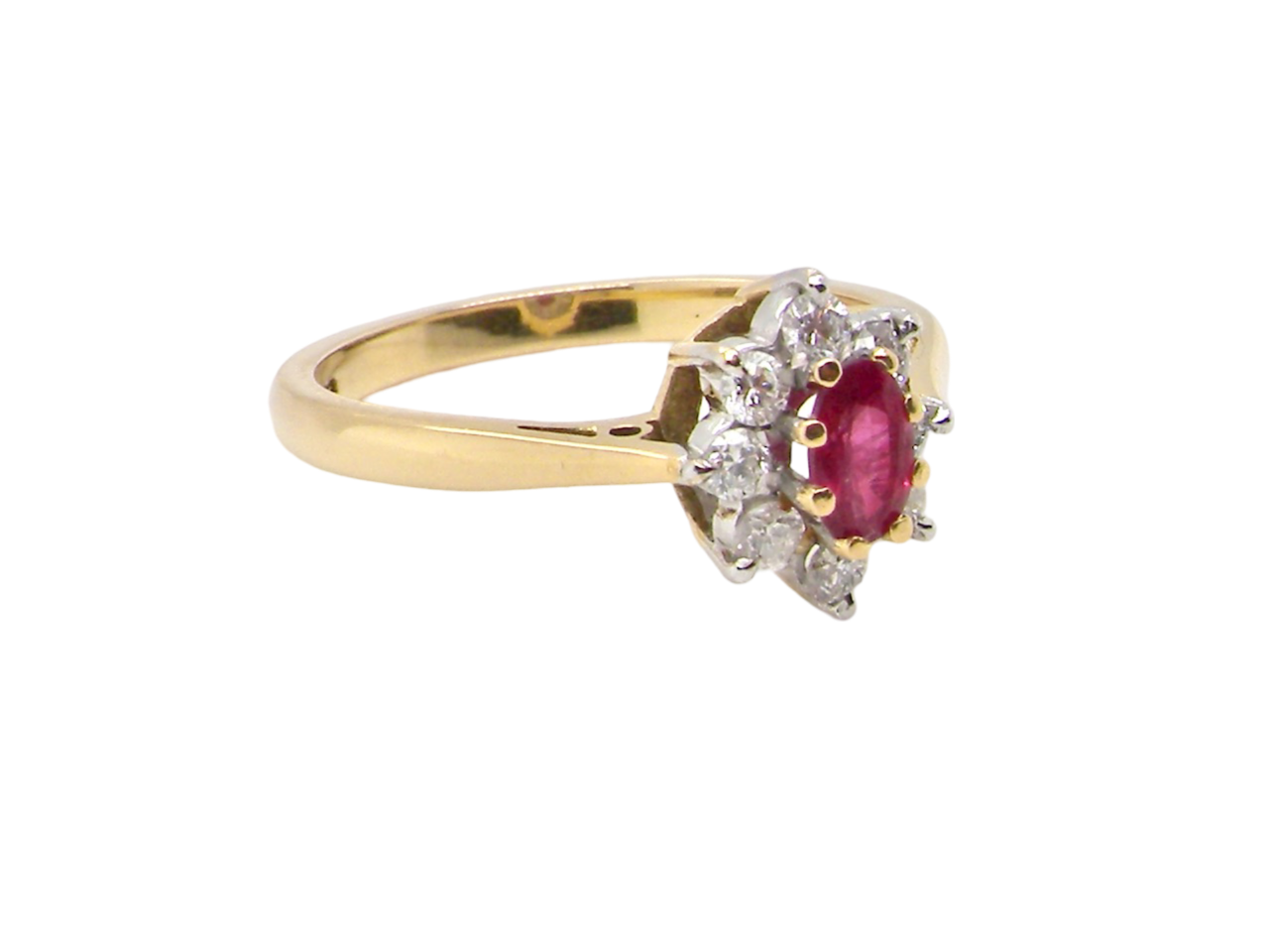 Ruby and Diamond cluster ring