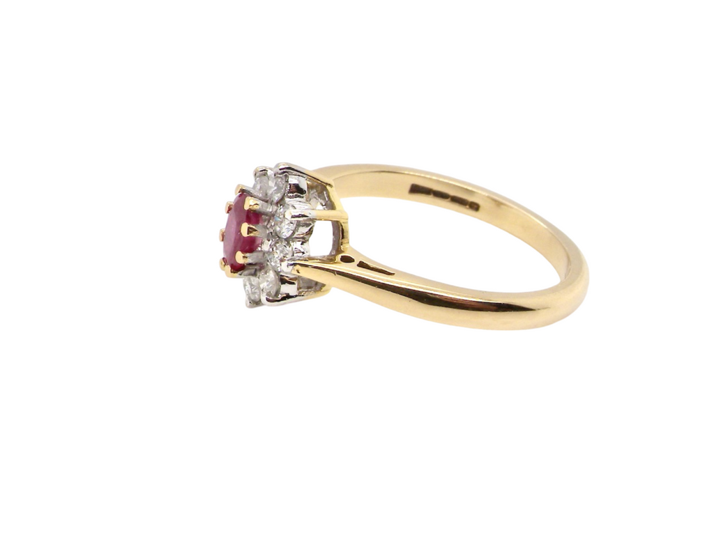 side view  Ruby and Diamond cluster ring