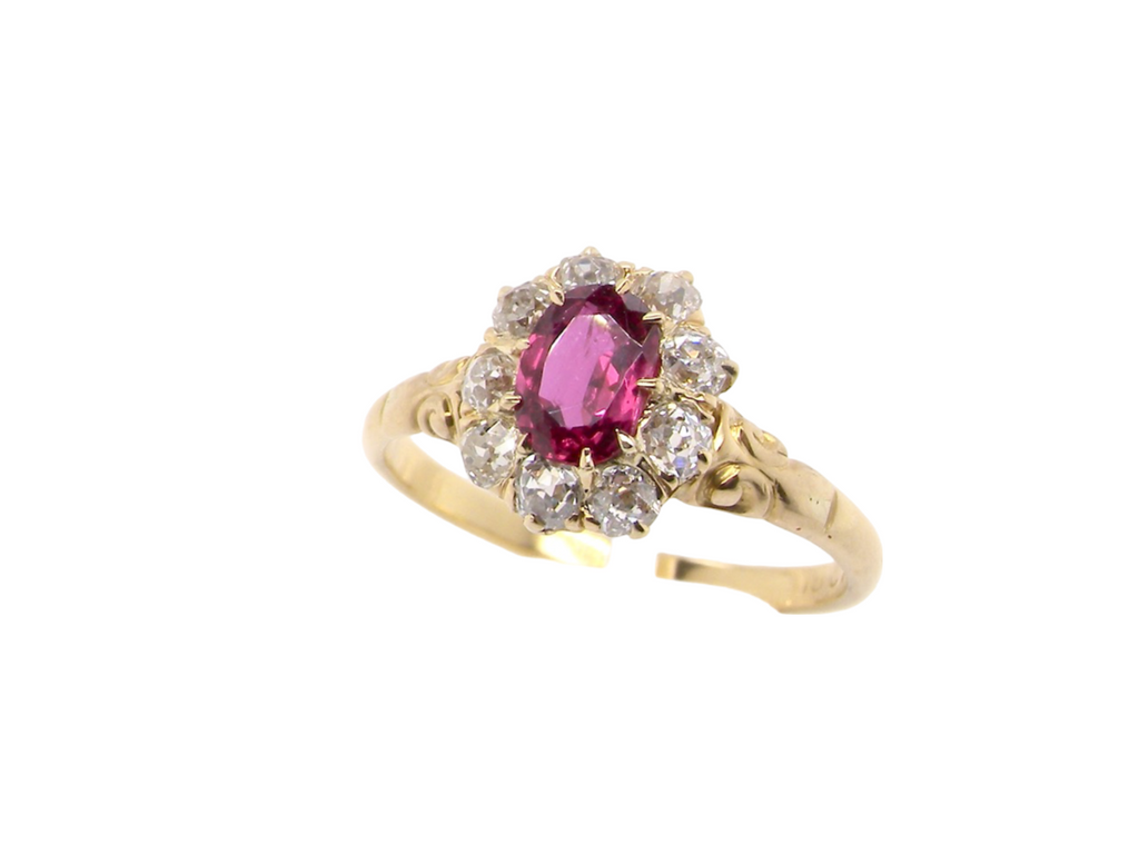 vintage Ruby and Diamond Cluster Ring