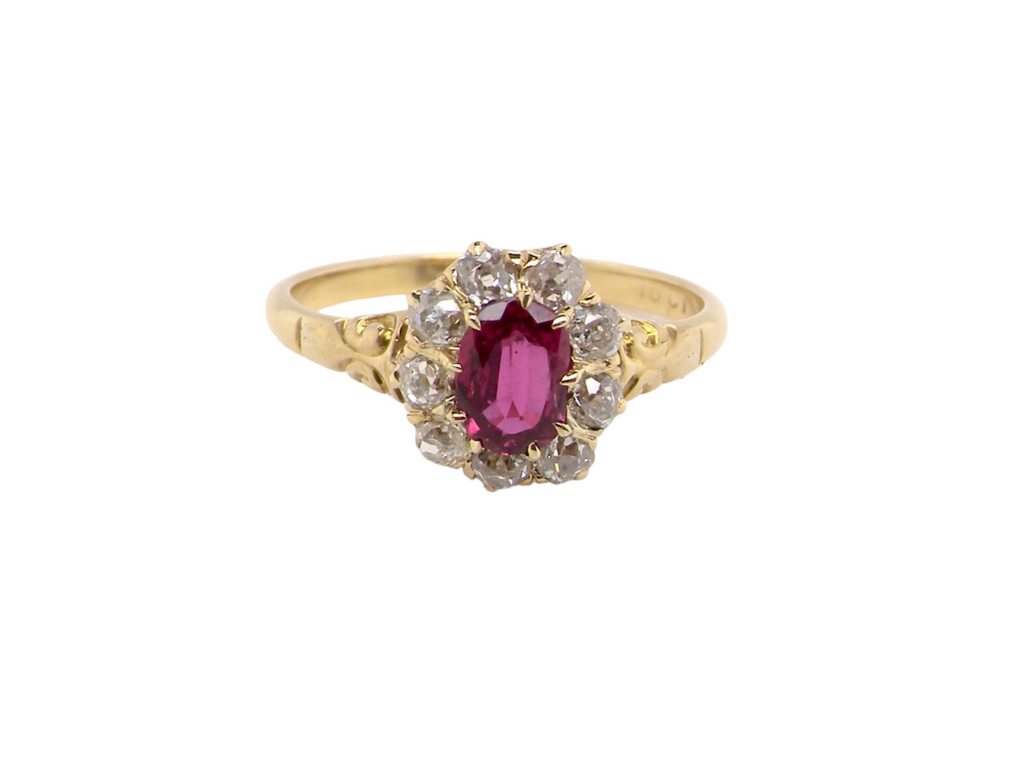 A vintage Ruby and Diamond Cluster Ring