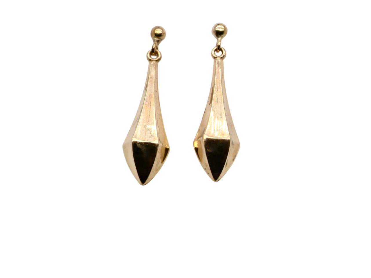 A pair of fluted drop gold earrings