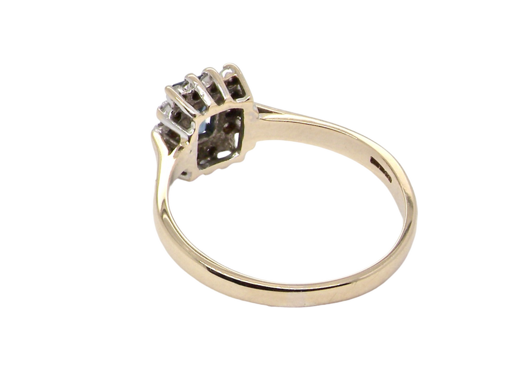 A Sapphire and Diamond Cluster Ring rear view