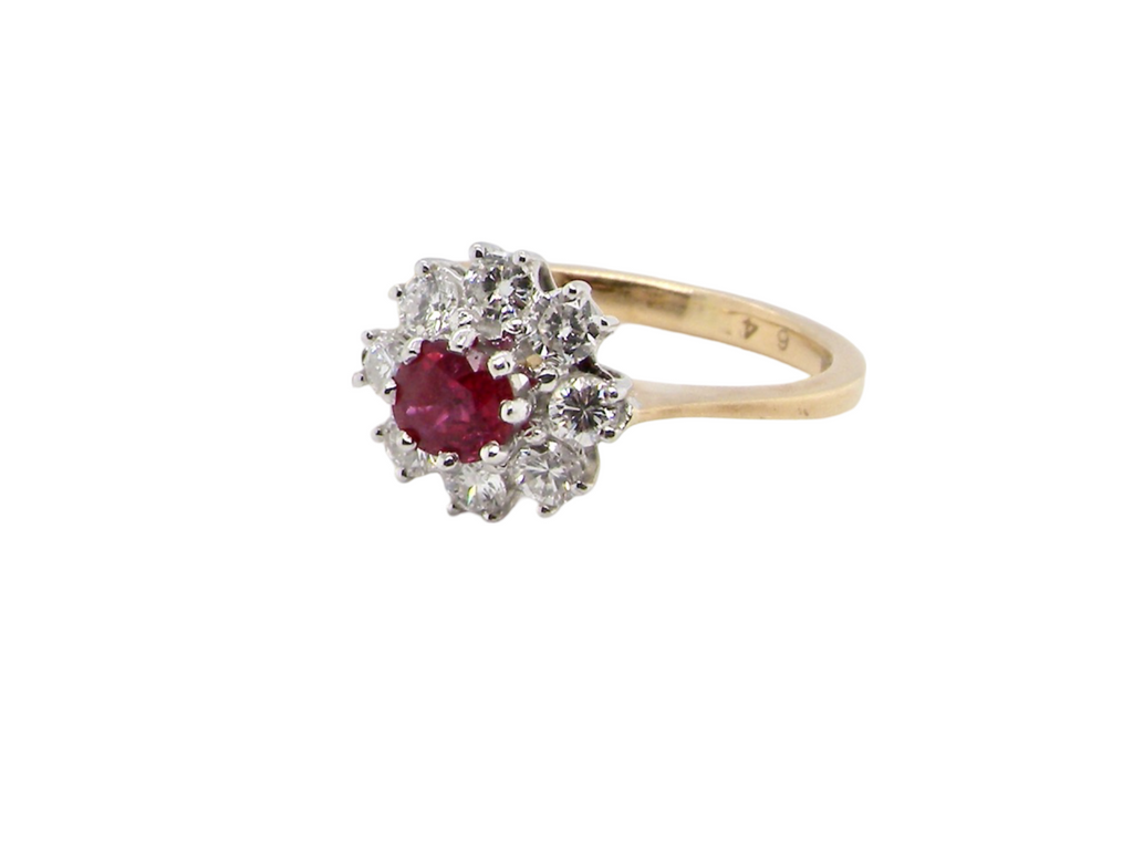  ruby and diamond cluster ring