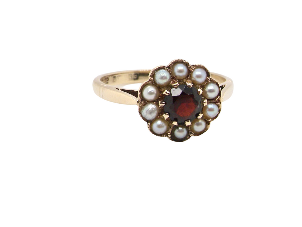 A Pearl and Garnet  Ring