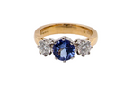 3 stone Tanzanite and Diamond Ring