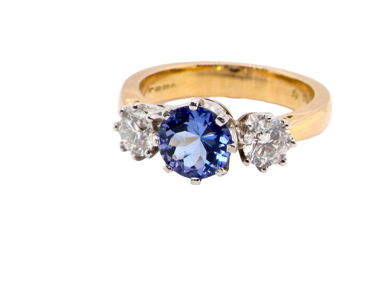 three stone Tanzanite and Diamond Ring