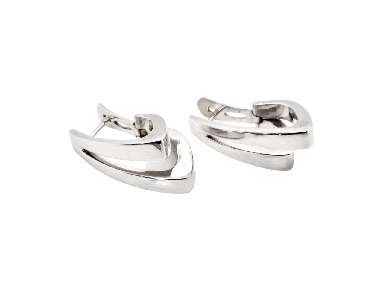 A pair of white gold double hoop earrings