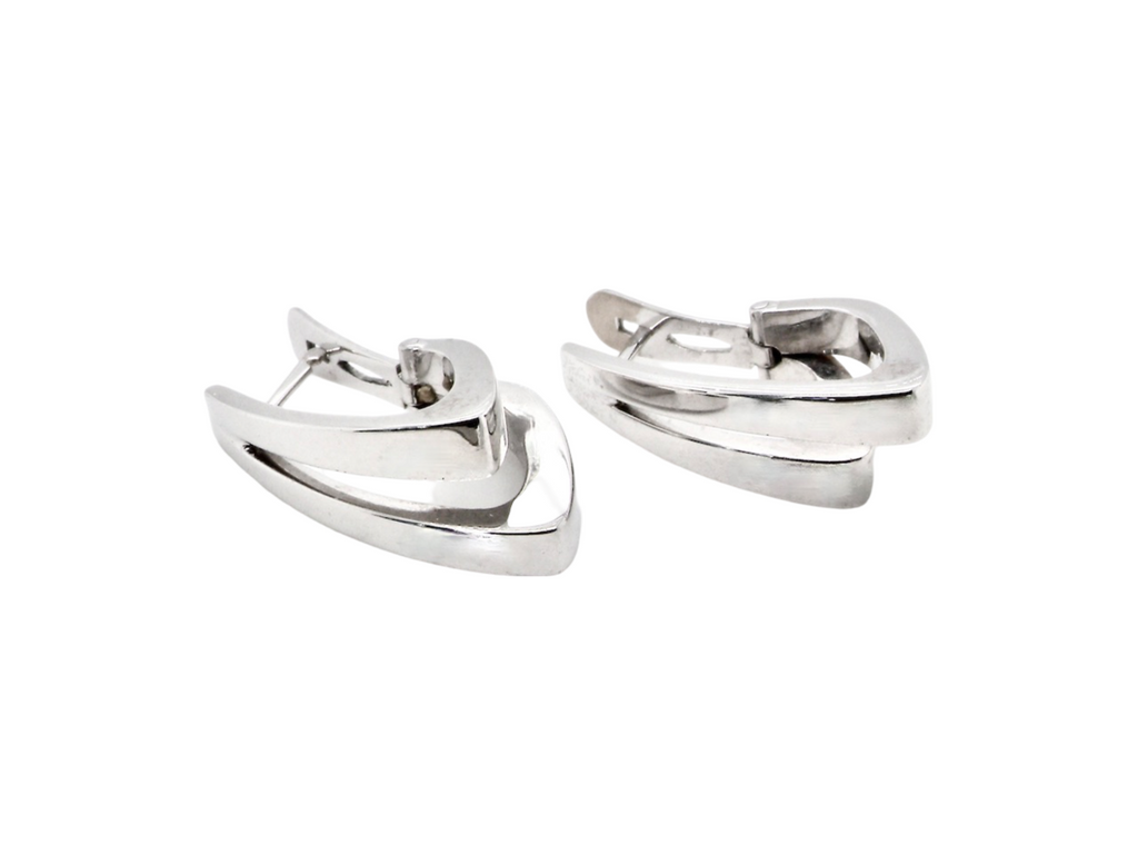 A pair of white gold double hoop earrings