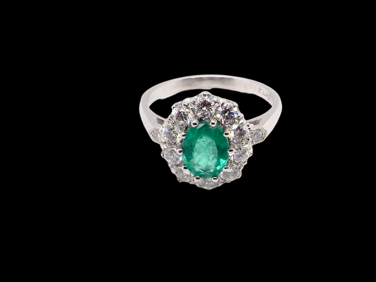 Emerald and Diamond cluster ring