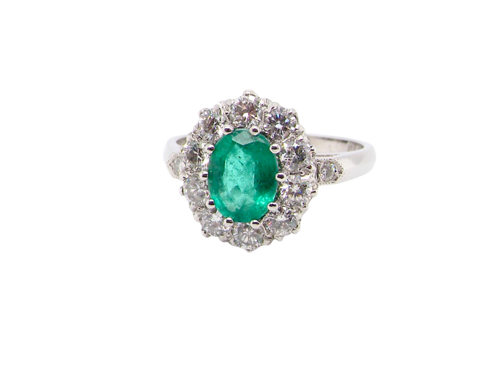 An Emerald and Diamond cluster ring