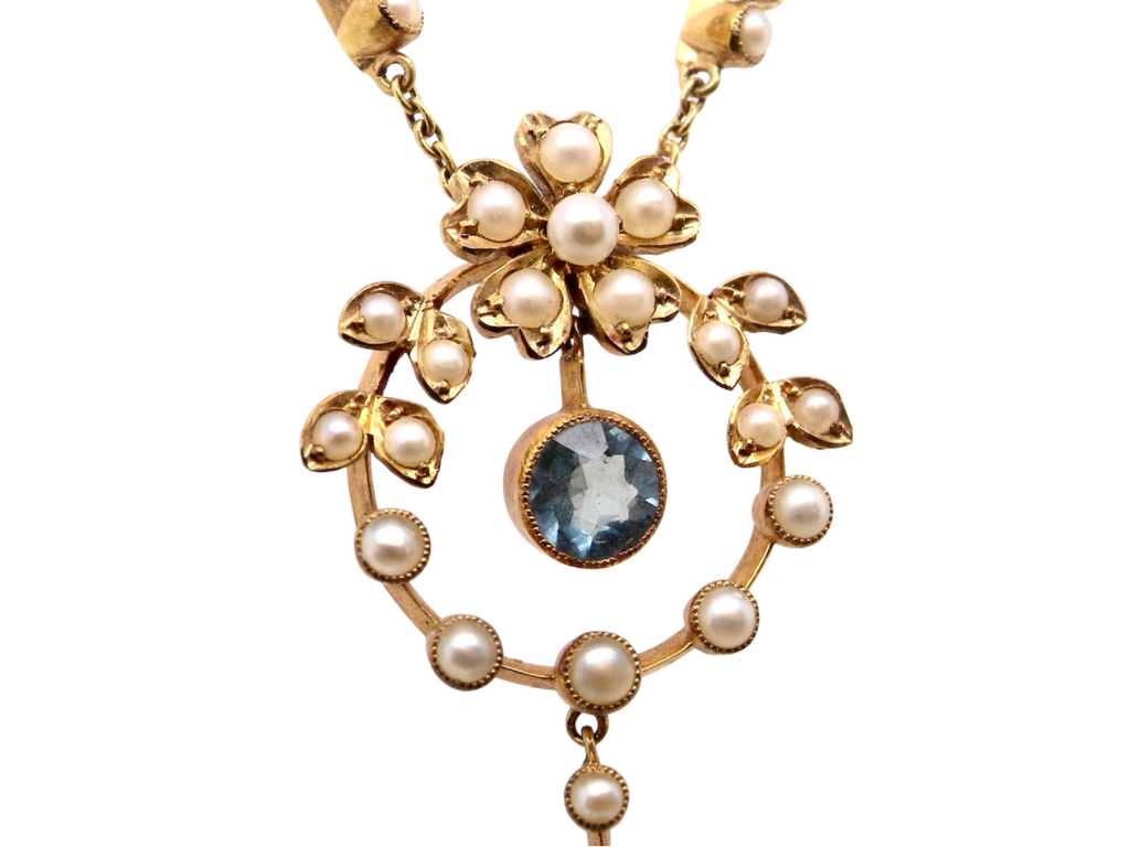 A Pearl and Aquamarine  Pendant